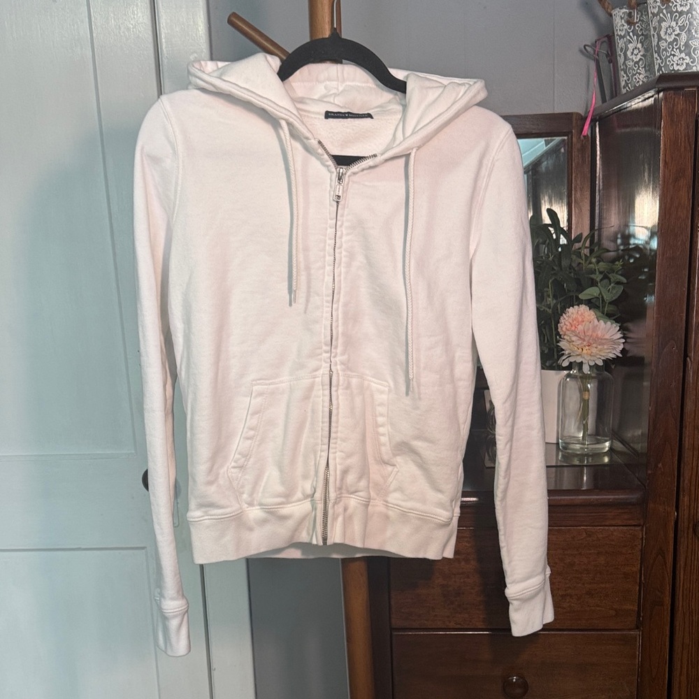 Brandy Melville white Zip-Up Hoodie